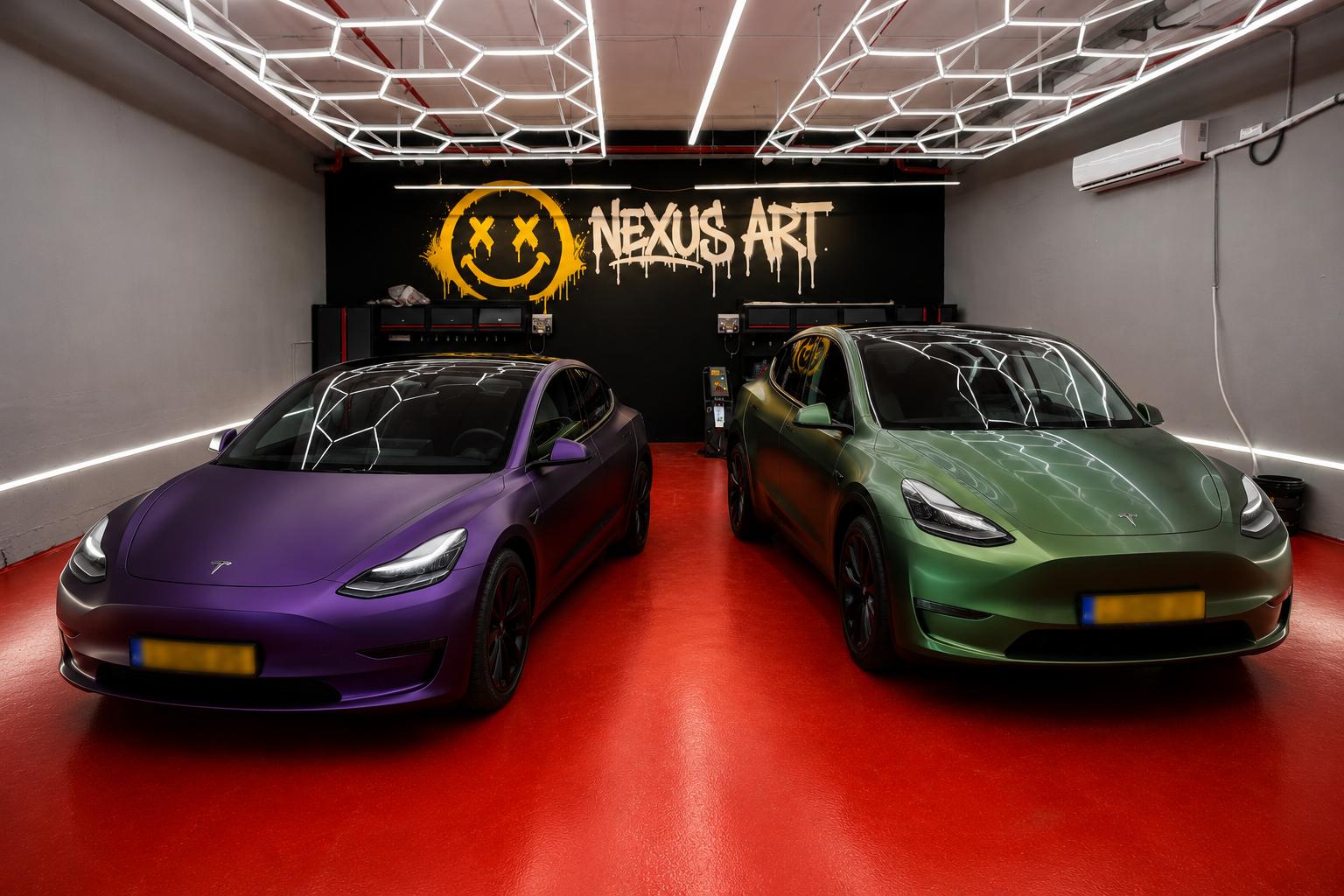 ציפוי PPF צבעוני על Tesla בסגנון מט