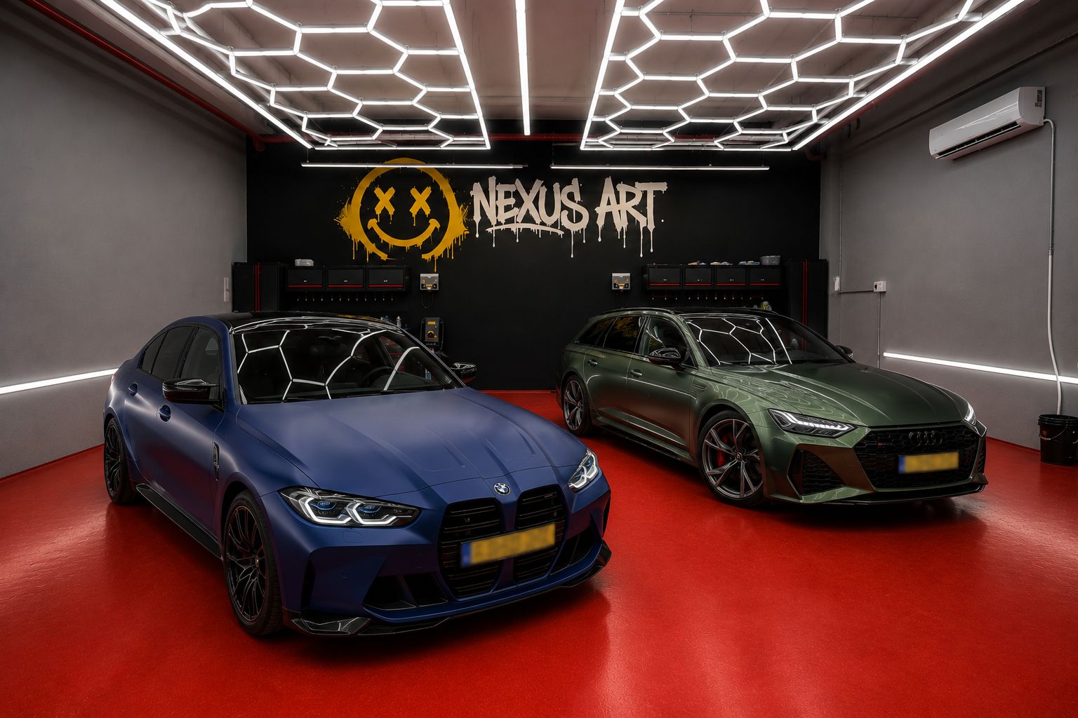 BMW M3 כחול ו-Audi RS6 ירוק עם ציפוי PPF